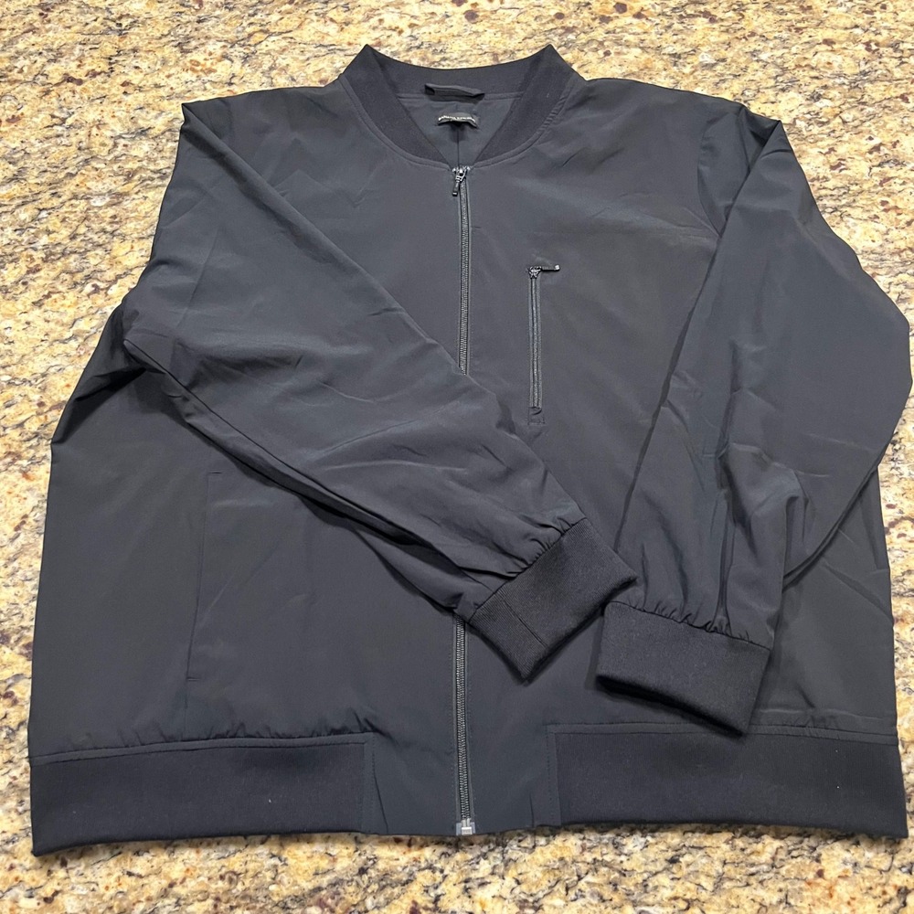 Banana‎ Republic Mens XXL Black Full Zip Bomber Jacket Lightweight Windbreaker